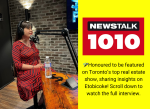 Honoured to be the featured guest on Toronto’s top real estate show, sharing insights about the vibrant Etobicoke market. Proud to represent my community as a leading expert in buying and selling homes!