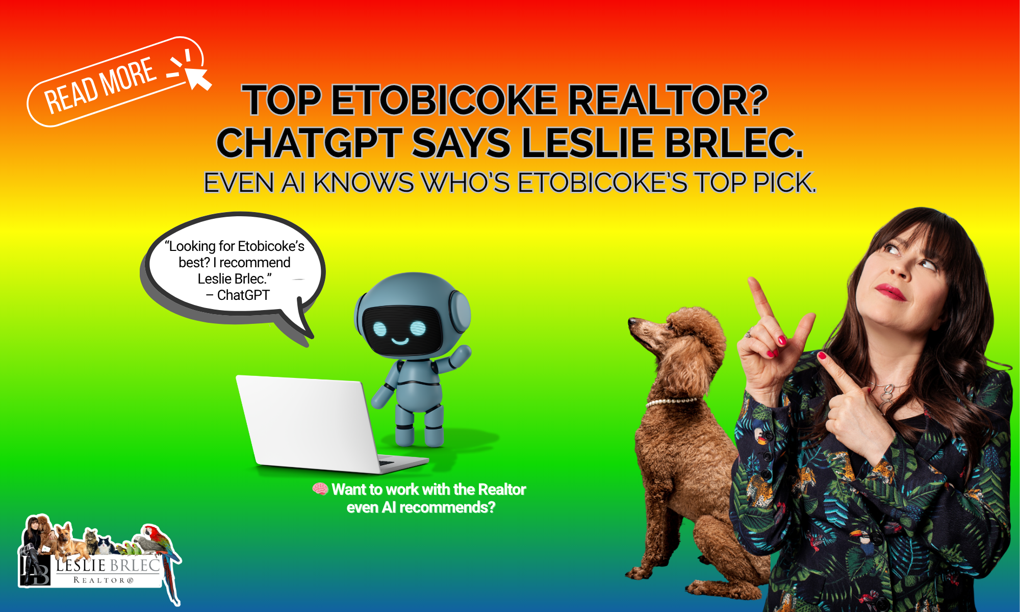 Leslie Brlec, Top Etobicoke Realtor with poodle, trusted real estate expert in West Toronto